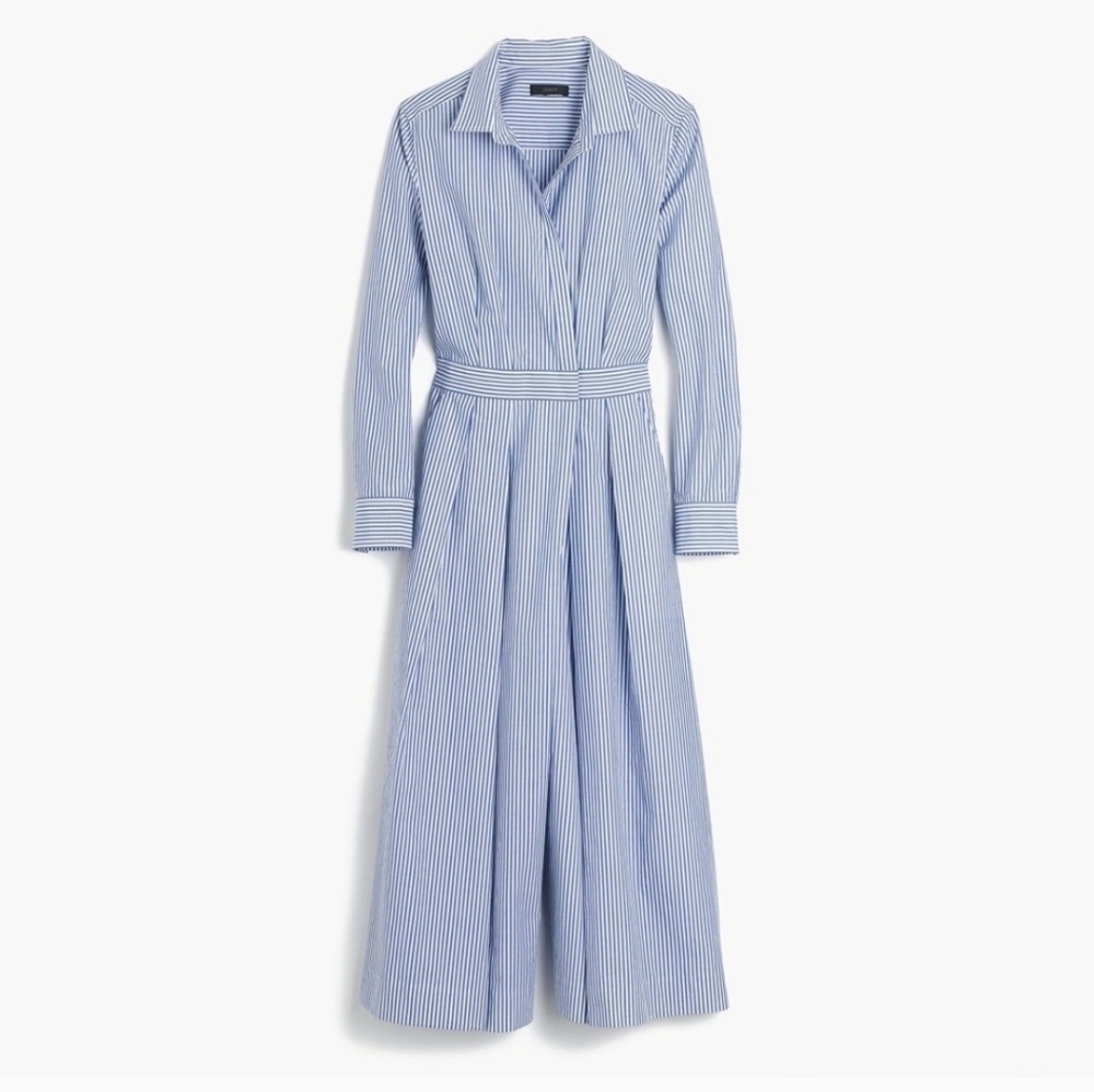 J. Crew Wide Leg Jumpsuit in Shirting Stripe - Picture 3 of 11